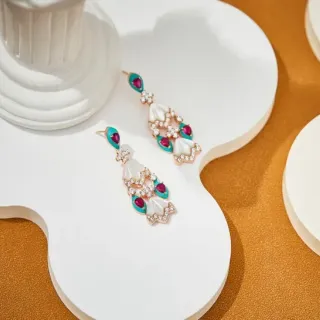 Multicolor Chandelier-Style Multi-Gemstone Earrings