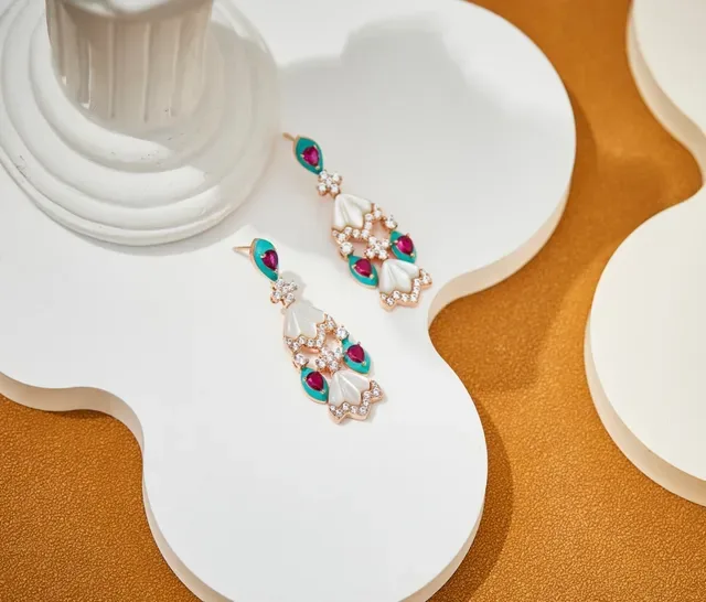 Multicolor Chandelier-Style Multi-Gemstone Earrings 1