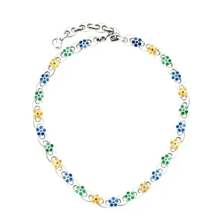 Collar Cadena Flor de Margarita Esmaltado Multicolor