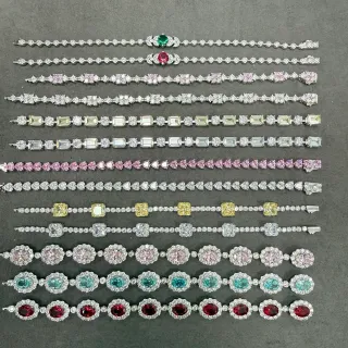 Braceletes de gemas multicolores com design Pavé e Cluster