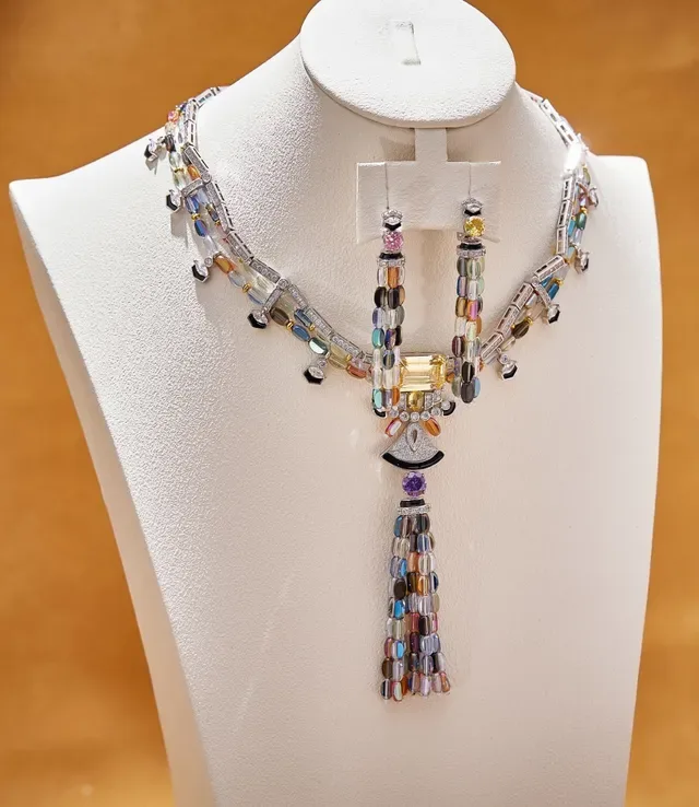 Multicolor Gemstone Tassel Pendant Necklace 5