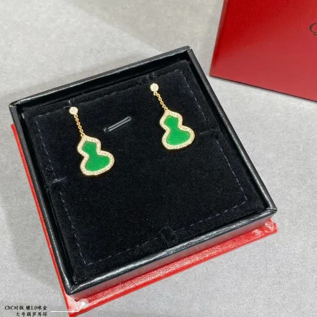 Multicolor Gourd-Shaped Pendant Pavé Crystal Border Earrings 4