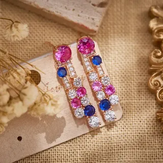 Multicolor Pink Blue White Gemstone Cascade Drop Earrings
