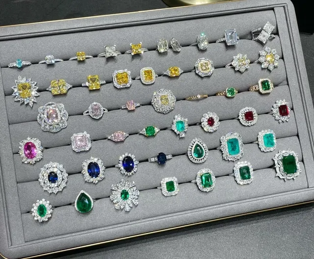 Multicolor Silver Halo-Set Multi-Stone Ring 2