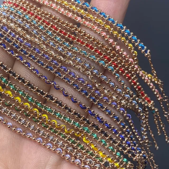 Multicolor Woven Thread Beaded Chain Necklaces 6