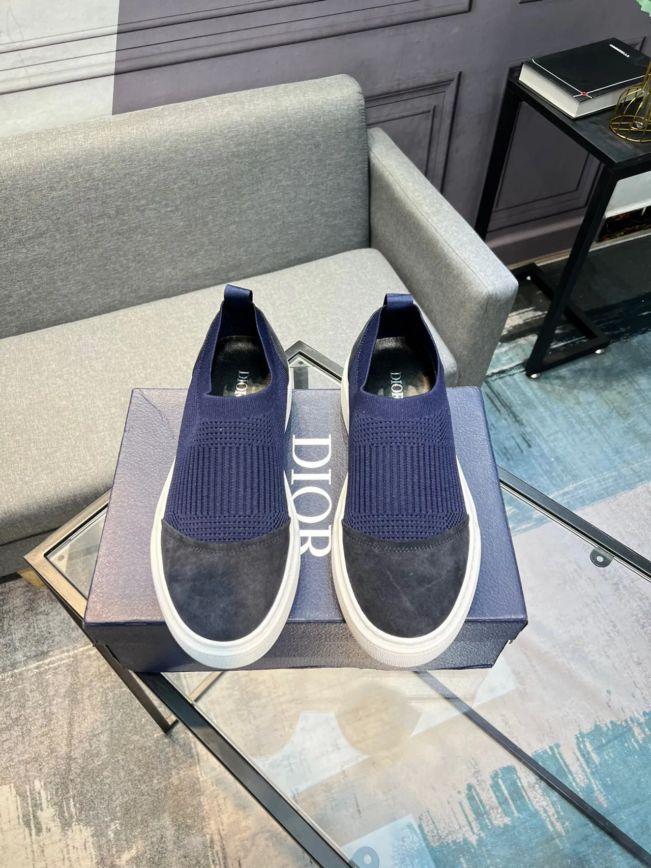 Navy and Gray Knit Sock Slip-On Lifestyle Sneaker 2