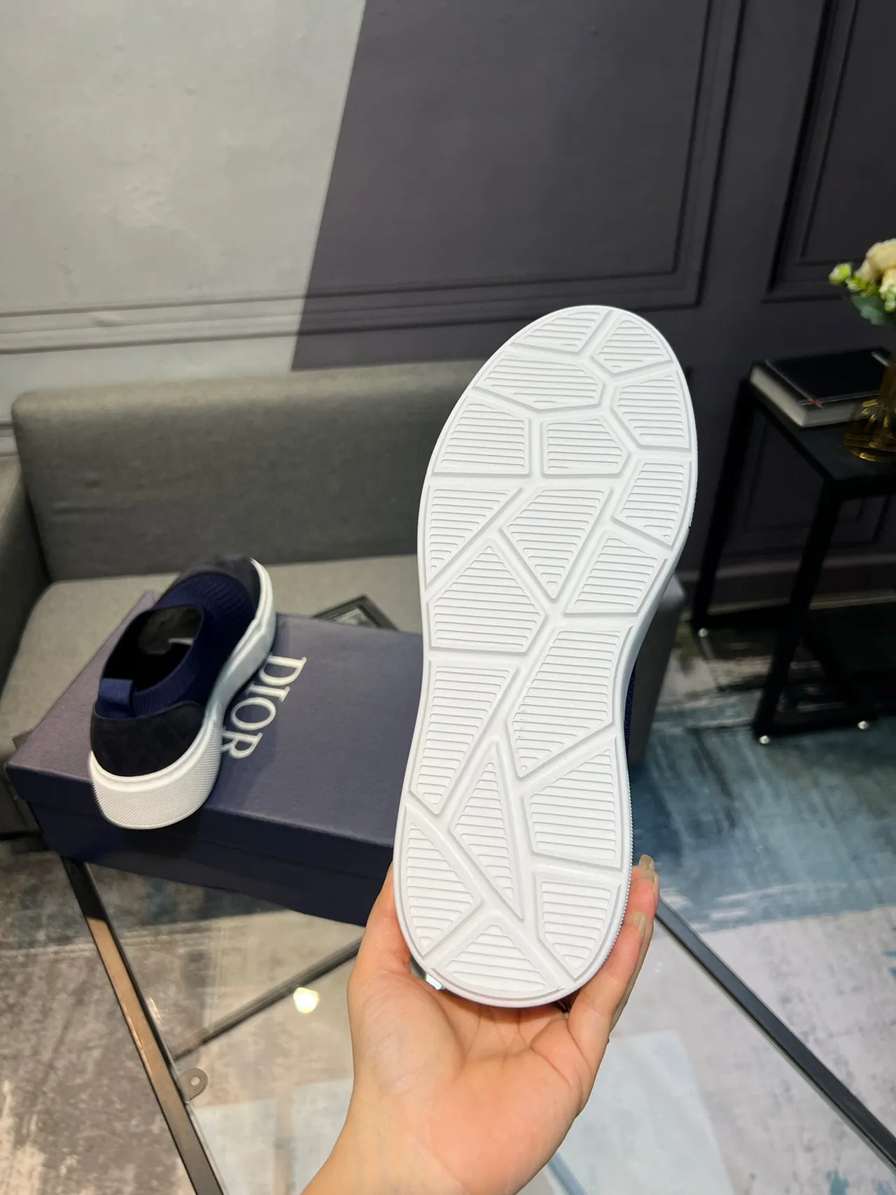 Navy and Gray Knit Sock Slip-On Lifestyle Sneaker 7