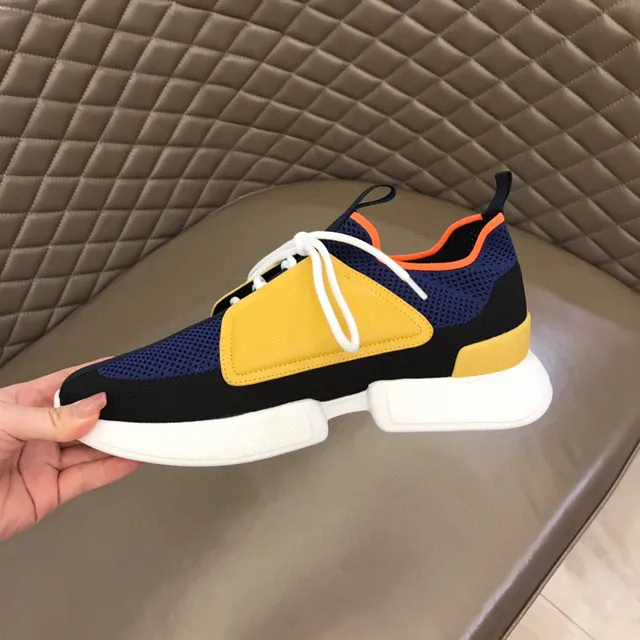 Navy and Mustard Color-Blocked Mesh Lifestyle Sneakers 3