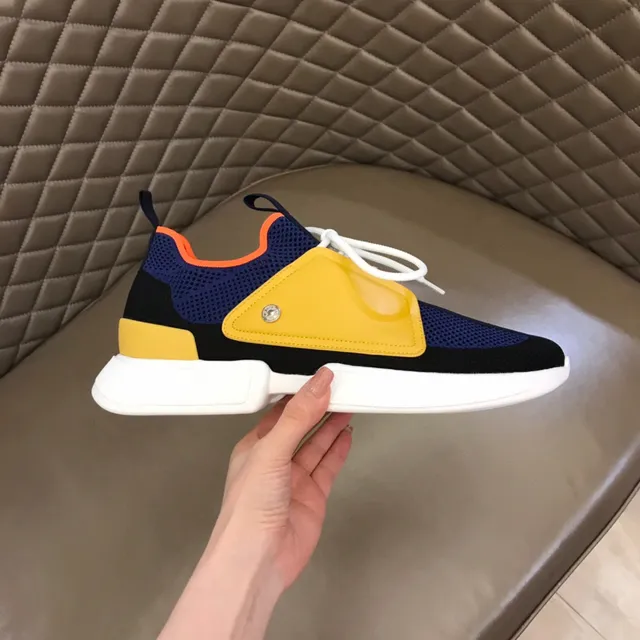 Navy and Mustard Color-Blocked Mesh Lifestyle Sneakers 5