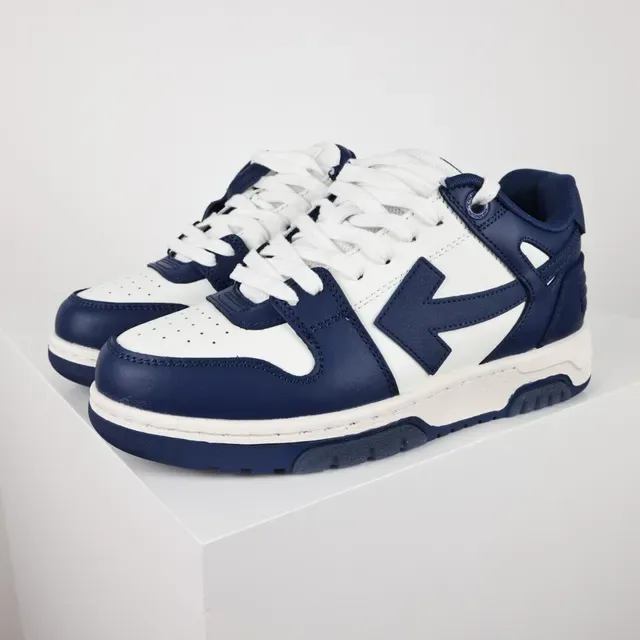 Navy and White Two-Tone Leather-Paneled Arrow Logo Lifestyle Sneakers 2