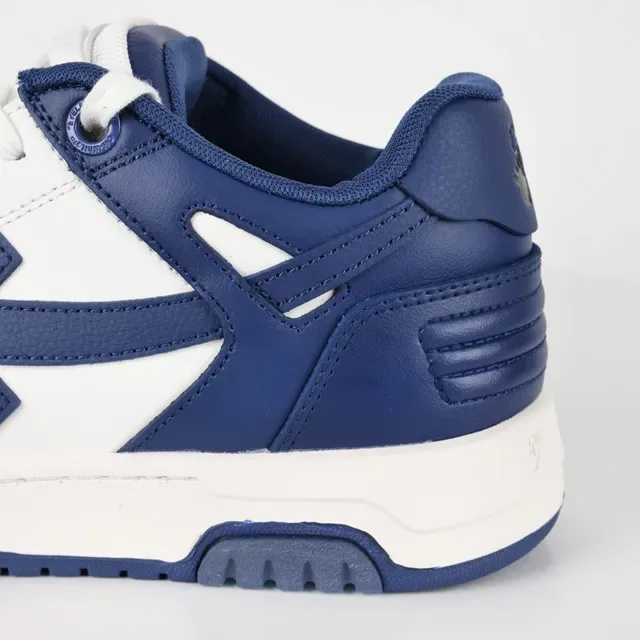 Navy and White Two-Tone Leather-Paneled Arrow Logo Lifestyle Sneakers 4