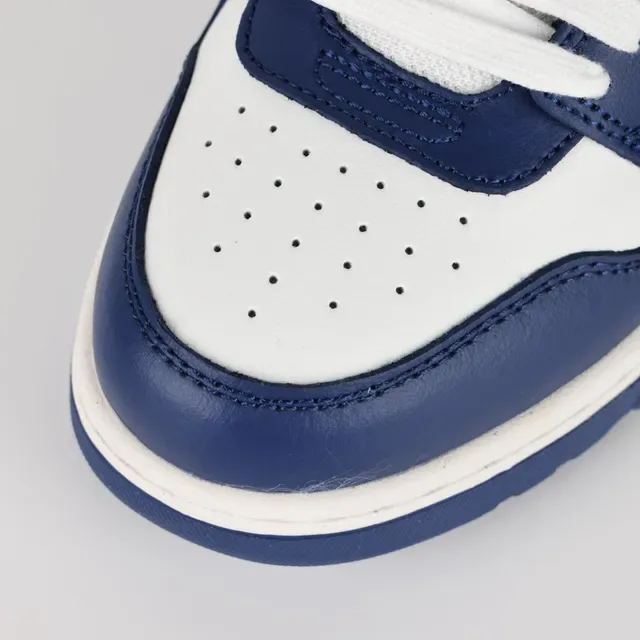 Navy and White Two-Tone Leather-Paneled Arrow Logo Lifestyle Sneakers 5