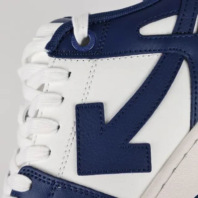 Navy and White Two-Tone Leather-Paneled Arrow Logo Lifestyle Sneakers 6