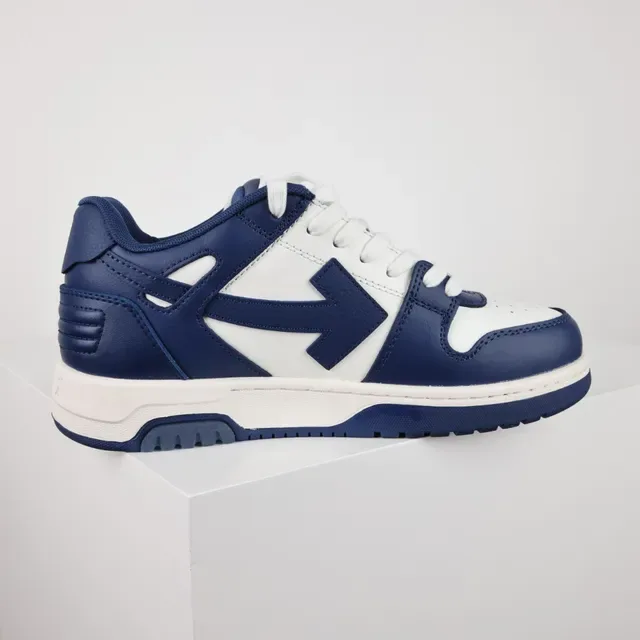 Navy and White Two-Tone Leather-Paneled Arrow Logo Lifestyle Sneakers 7