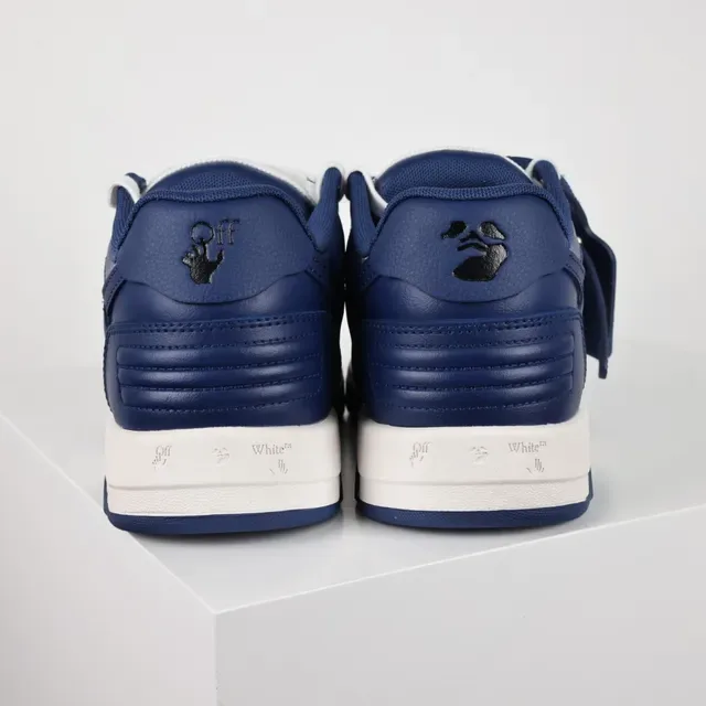 Navy and White Two-Tone Leather-Paneled Arrow Logo Lifestyle Sneakers 8