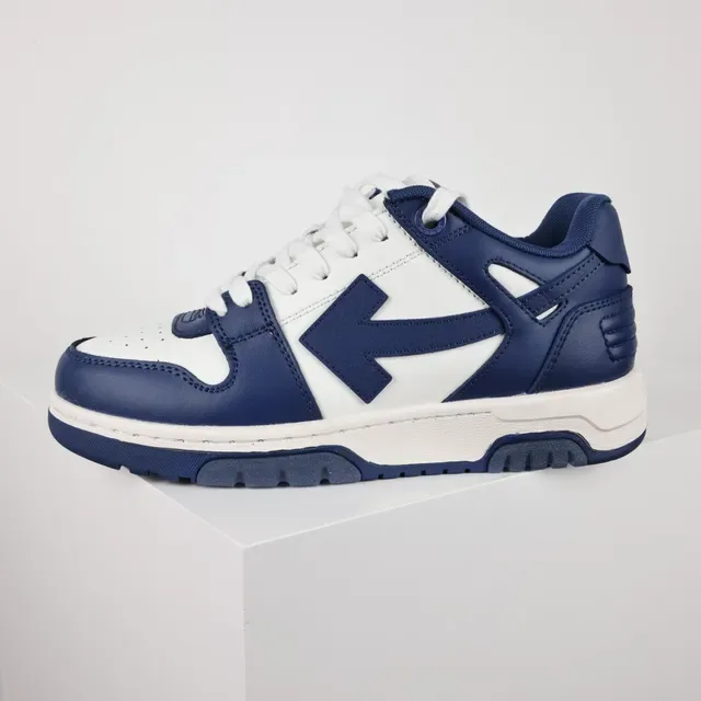 Navy and White Two-Tone Leather-Paneled Arrow Logo Lifestyle Sneakers 9