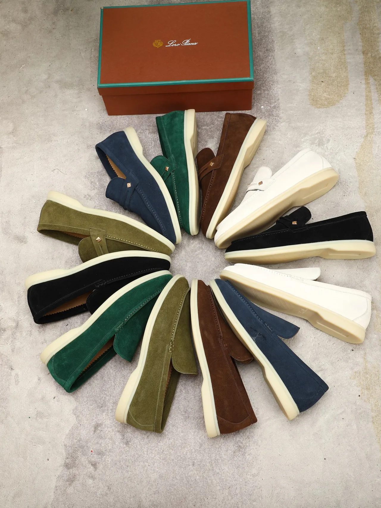 Navy Beige Suede Moccasin-Stitched Vamp Loafer 2