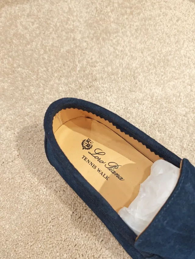 Navy Beige Suede Upper Moccasin-Stitched Vamp Loafer 4