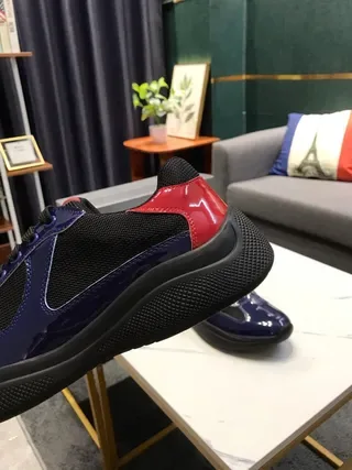 Navy Blue and Red Patent Mesh Lifestyle Sneakers 4
