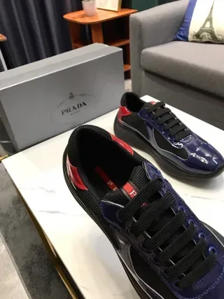 Navy Blue and Red Patent Mesh Lifestyle Sneakers 5