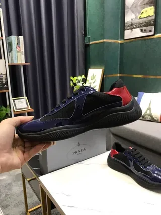 Navy Blue and Red Patent Mesh Lifestyle Sneakers 8