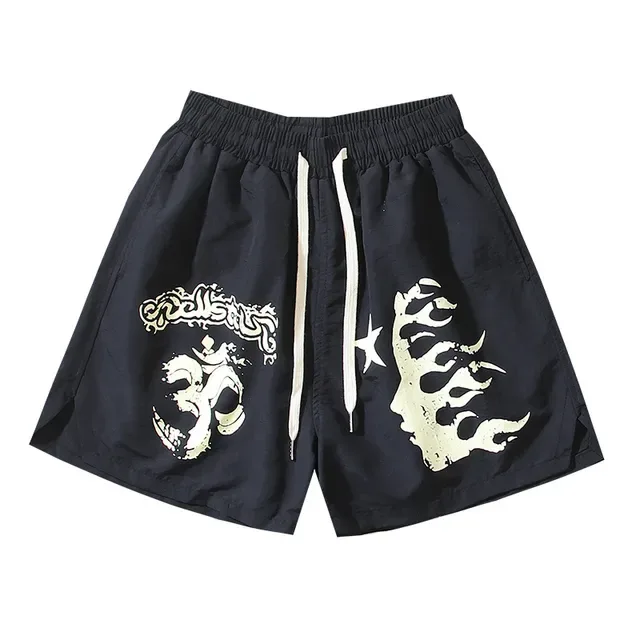 Navy Graphic-Print Elastic-Waist Loose-Fit Shorts 2