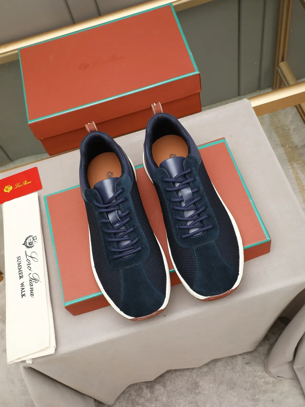 Navy Mesh and Suede Low-Top Lifestyle Sneaker 3