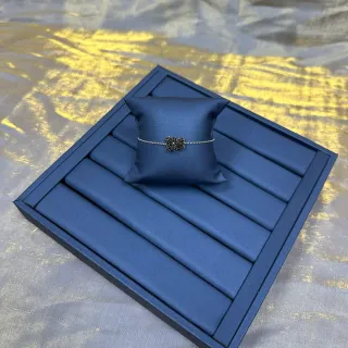 Pulsera de Cadena con Charm de Lazo Pavé-Set Navy Silver