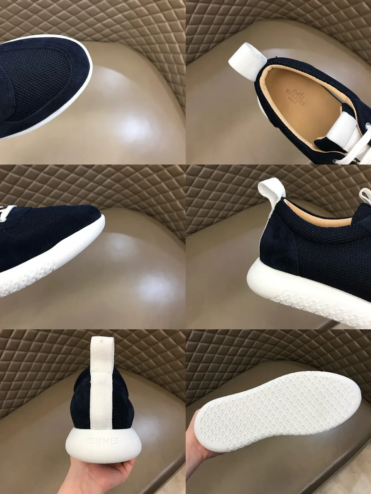 Navy Suede and Mesh Low-Top Lace-Up Sneaker 2