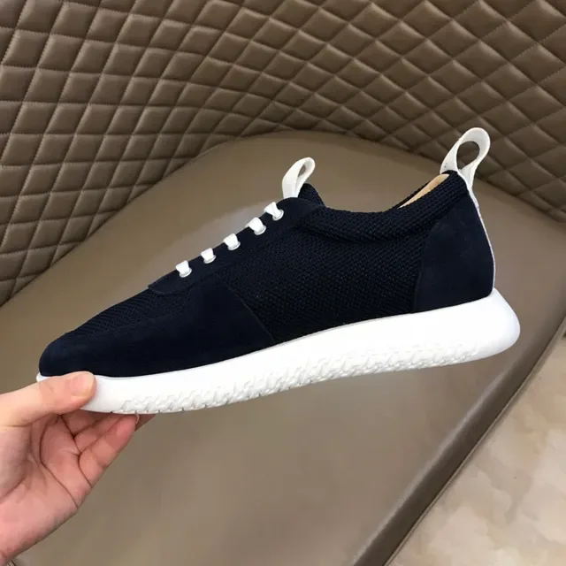 Navy Suede and Mesh Low-Top Lace-Up Sneaker 3