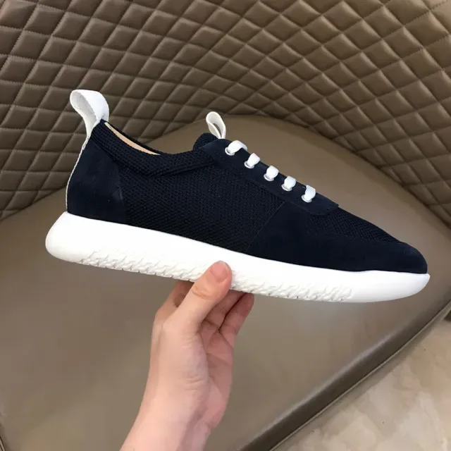 Navy Suede and Mesh Low-Top Lace-Up Sneaker 4