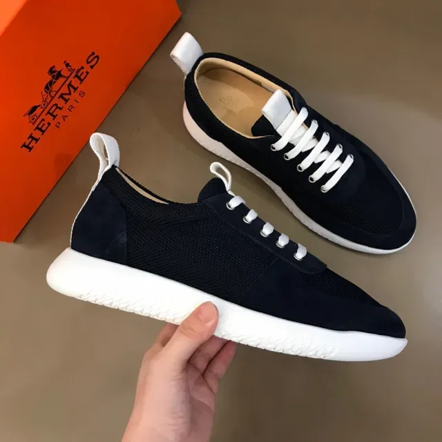 Navy Suede and Mesh Low-Top Lace-Up Sneaker 5