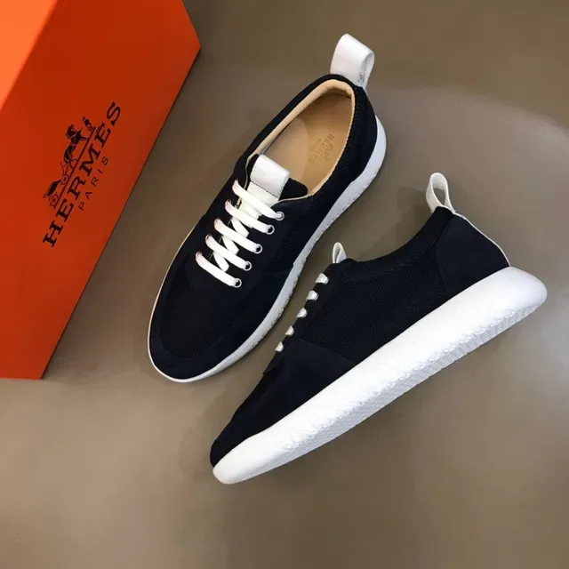 Navy Suede and Mesh Low-Top Lace-Up Sneaker 7