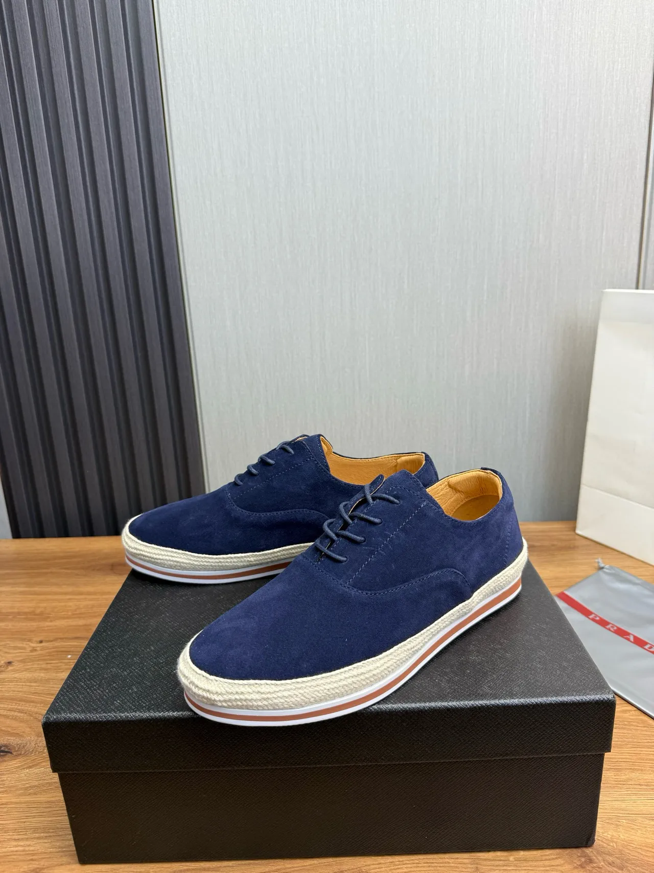 Navy Suede Espadrille Sole Boat Shoes 3