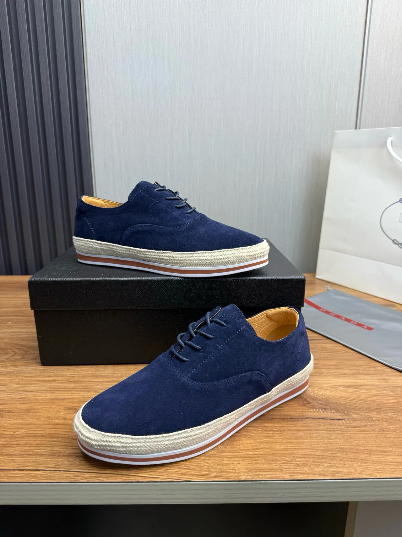Navy Suede Espadrille Sole Boat Shoes 4