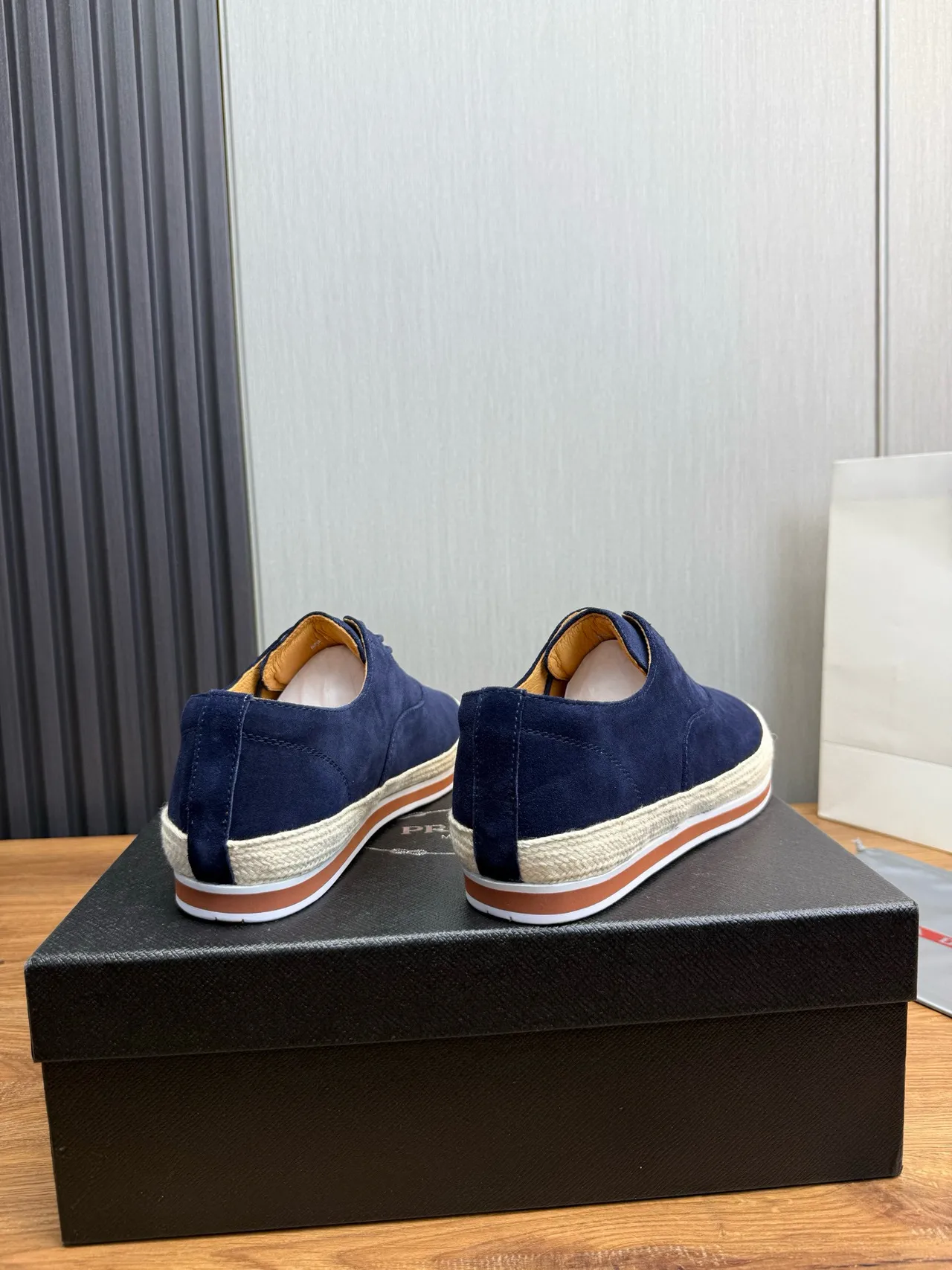 Navy Suede Espadrille Sole Boat Shoes 5