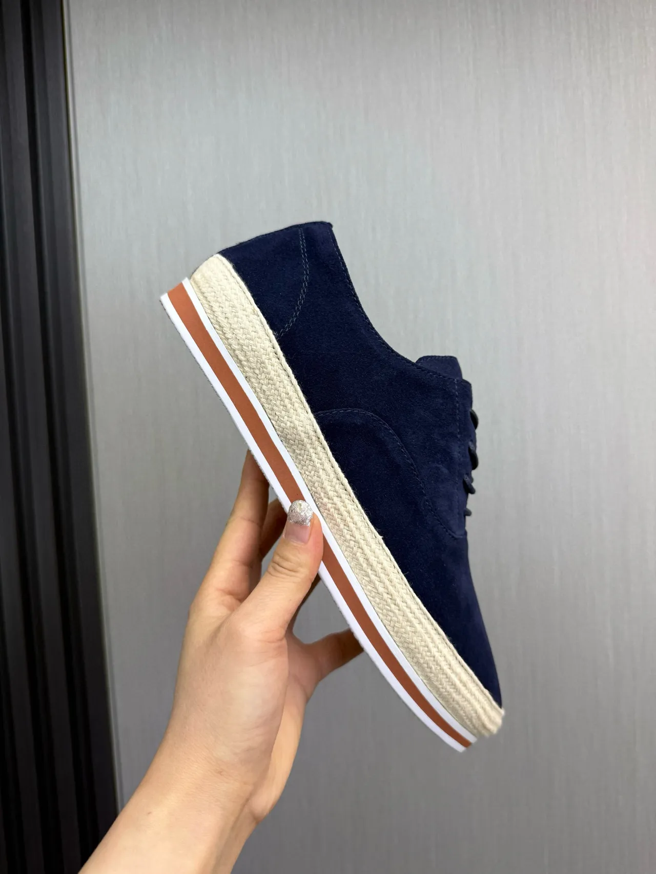 Navy Suede Espadrille Sole Boat Shoes 7