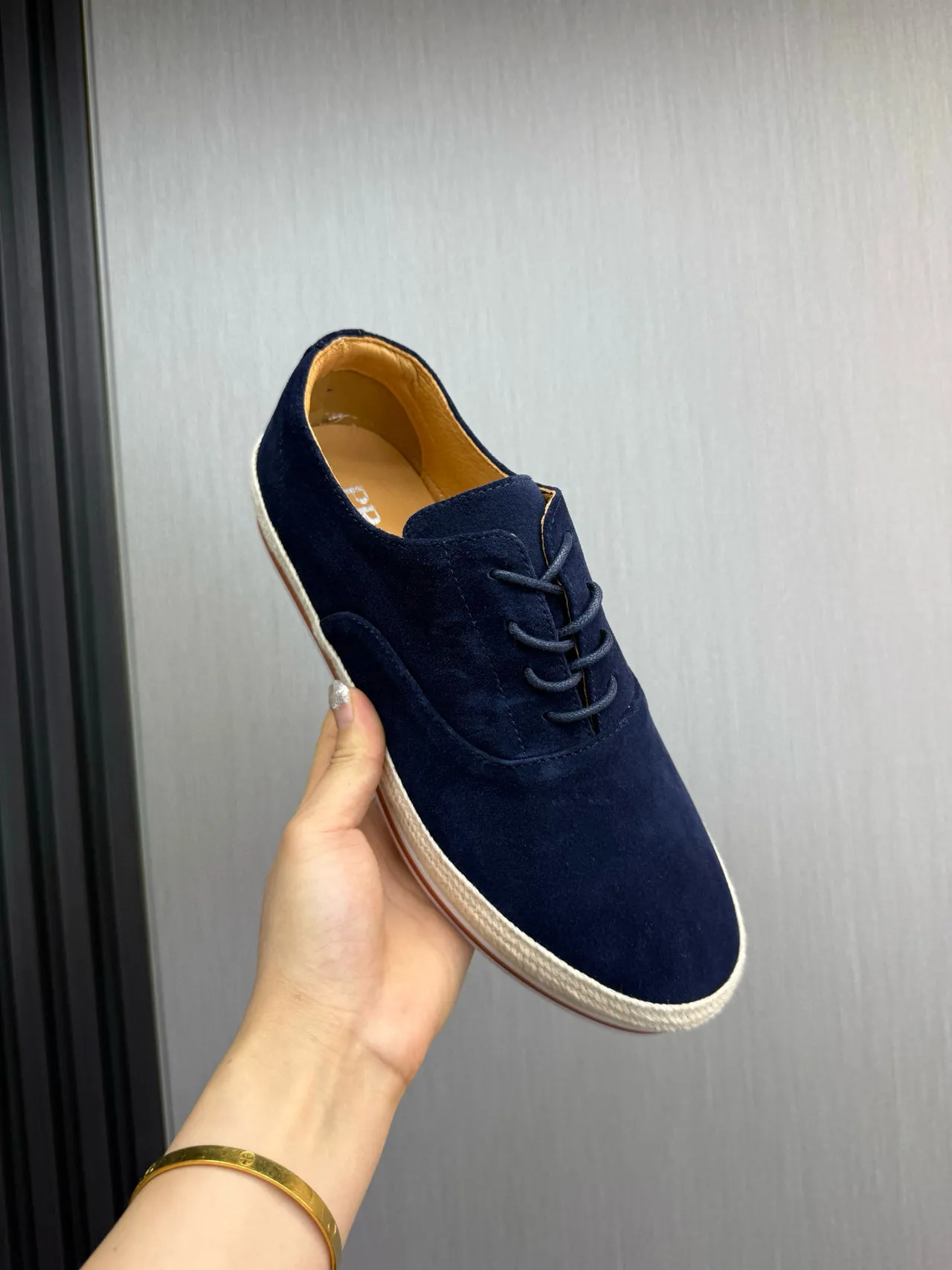 Navy Suede Espadrille Sole Boat Shoes 8