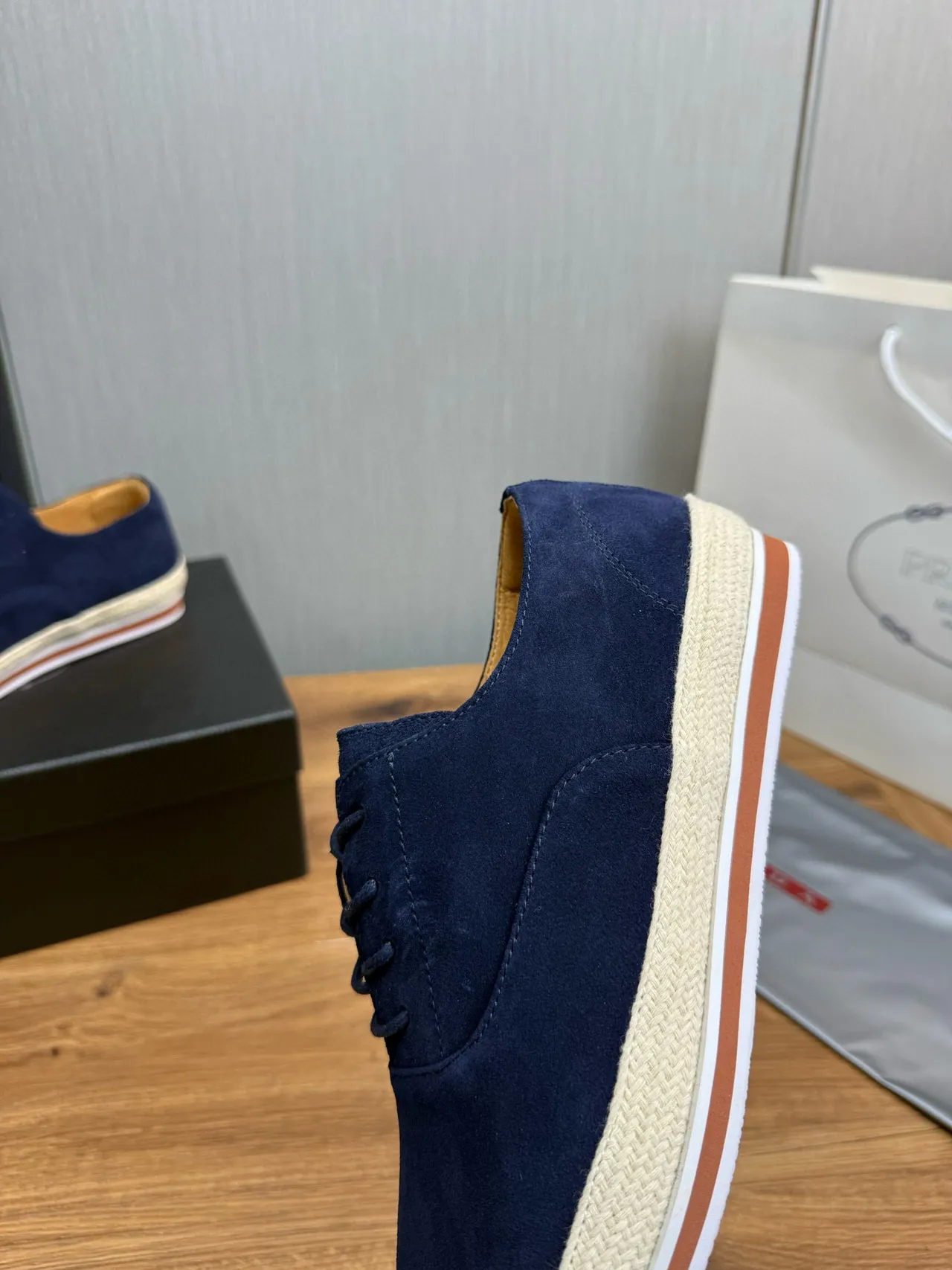 Navy Suede Espadrille Sole Boat Shoes 9