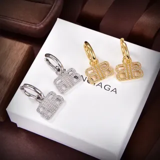 NOVAGA Pavé-Set Double-B Motif Hoop Earrings