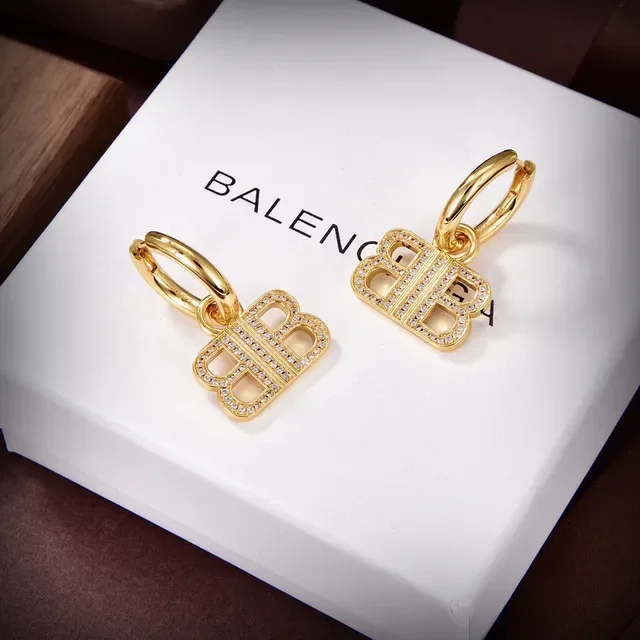 NOVAGA Pavé-Set Double-B Motif Hoop Earrings 3
