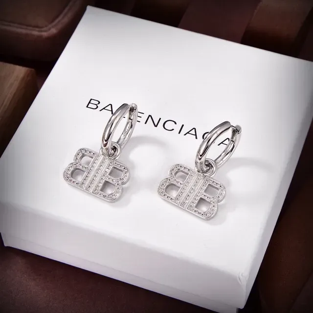 NOVAGA Pavé-Set Double-B Motif Hoop Earrings 5