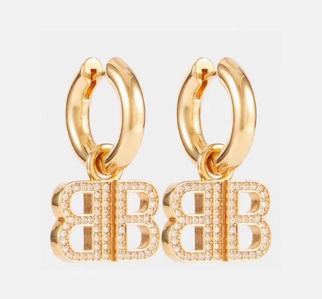 NOVAGA Pavé-Set Double-B Motif Hoop Earrings 7