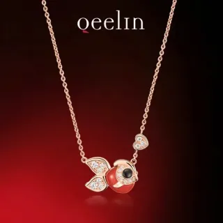 سلسلة قلادة سمكة Oeelin كابوشون أحمر ذهب وردي