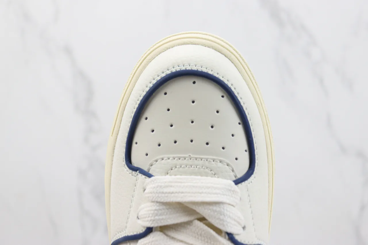 Off-White Cream and Navy 'C' Logo Platform Lifestyle Sneaker 6