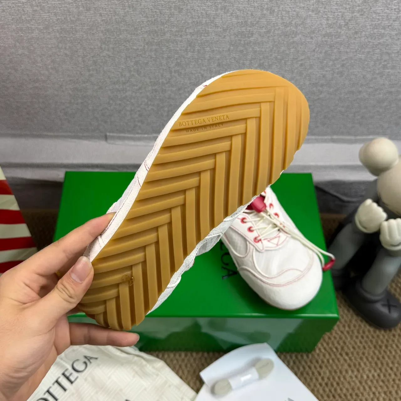 Off-White Cream and Red Stitched Lifestyle Sneakers 2