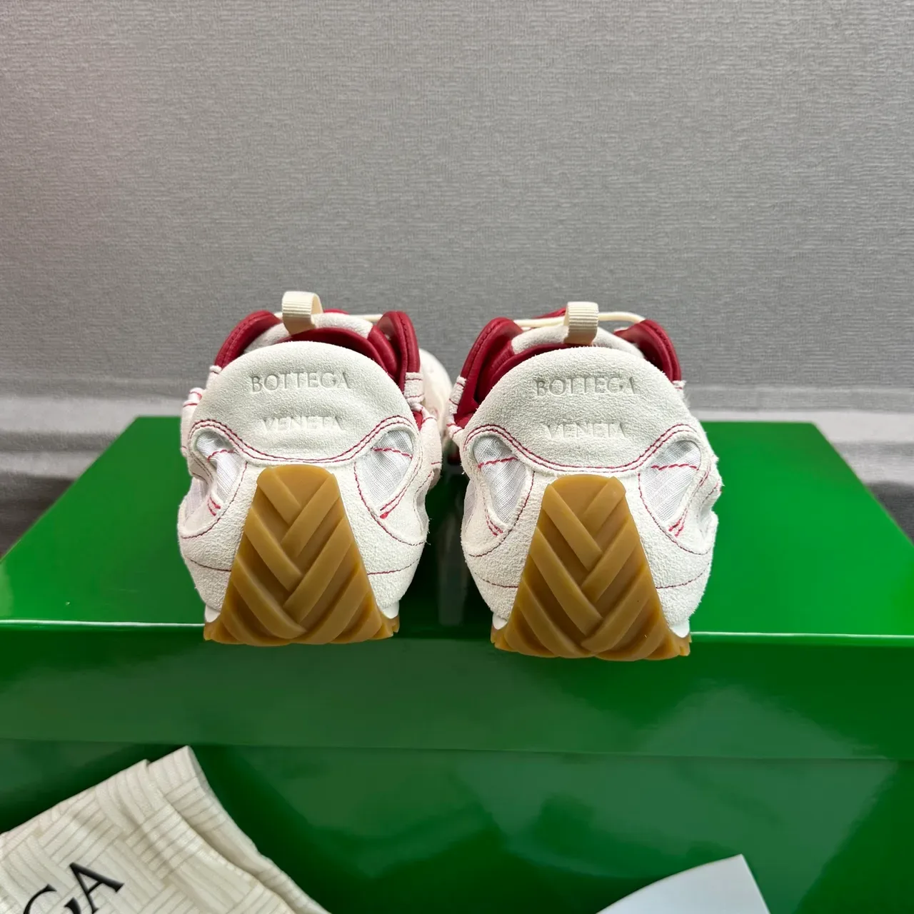 Off-White Cream and Red Stitched Lifestyle Sneakers 3
