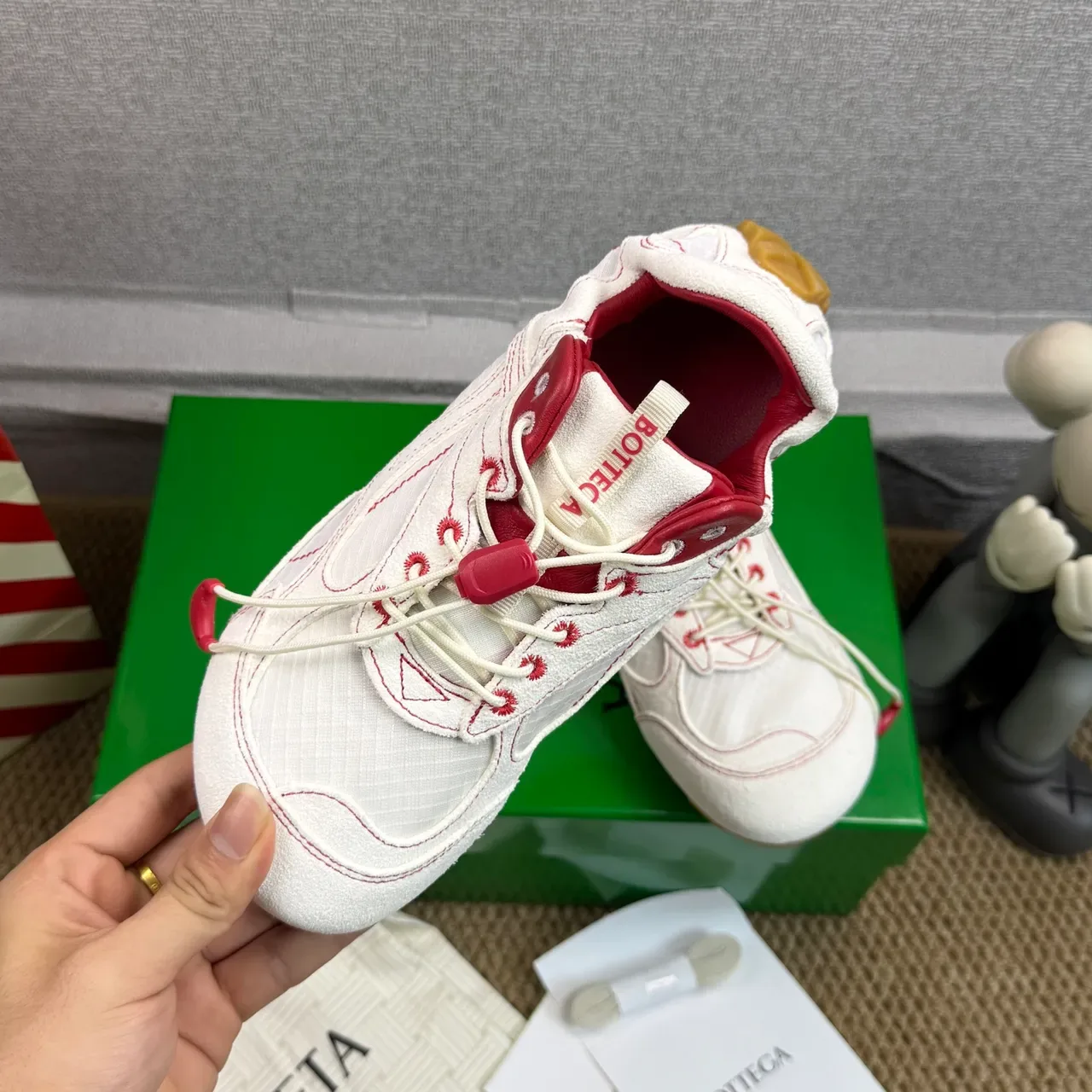 Off-White Cream and Red Stitched Lifestyle Sneakers 4