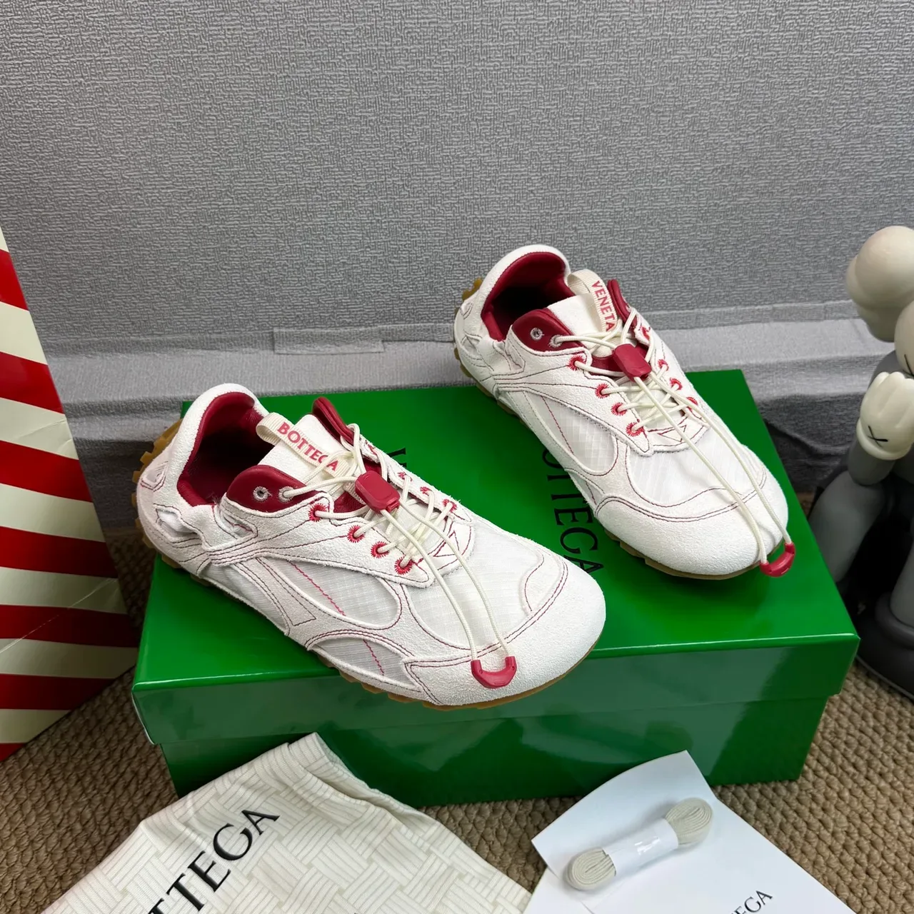Off-White Cream and Red Stitched Lifestyle Sneakers 5