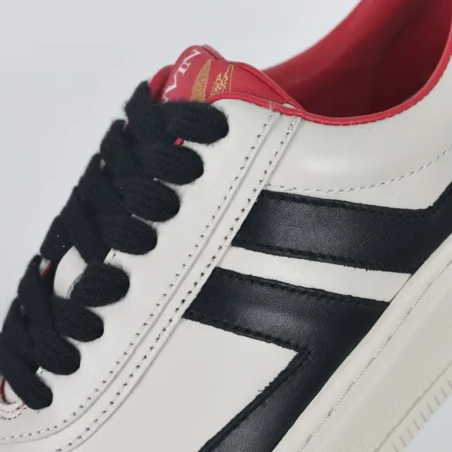 Off-White Cream Black Red Panelled Low-Top Sneakers 6